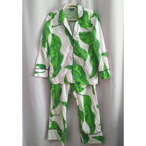 Katie Kime Pajama Set Womens M Cotton Banana Leaf Print